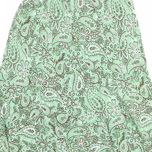 Marks and Spencer Womens Green Geometric Viscose A-Line Skirt Size 12