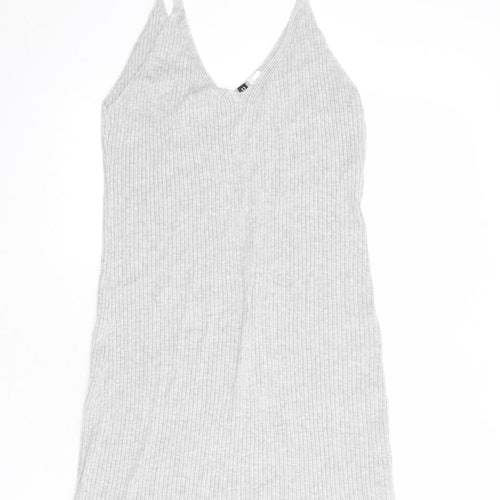 Divided by H&M Womens Grey Acrylic Tank Dress Size 14 V-Neck Pullover - Ribbed
