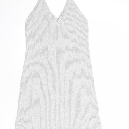 Divided by H&M Womens Grey Acrylic Tank Dress Size 14 V-Neck Pullover - Ribbed