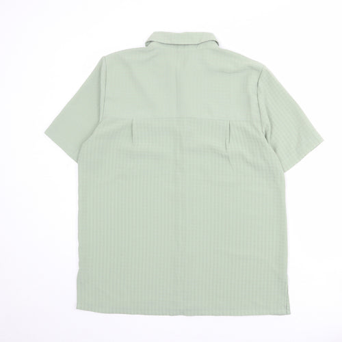 Croft & Barrow Womens Green Check Polyester Basic Button-Up Size M Collared