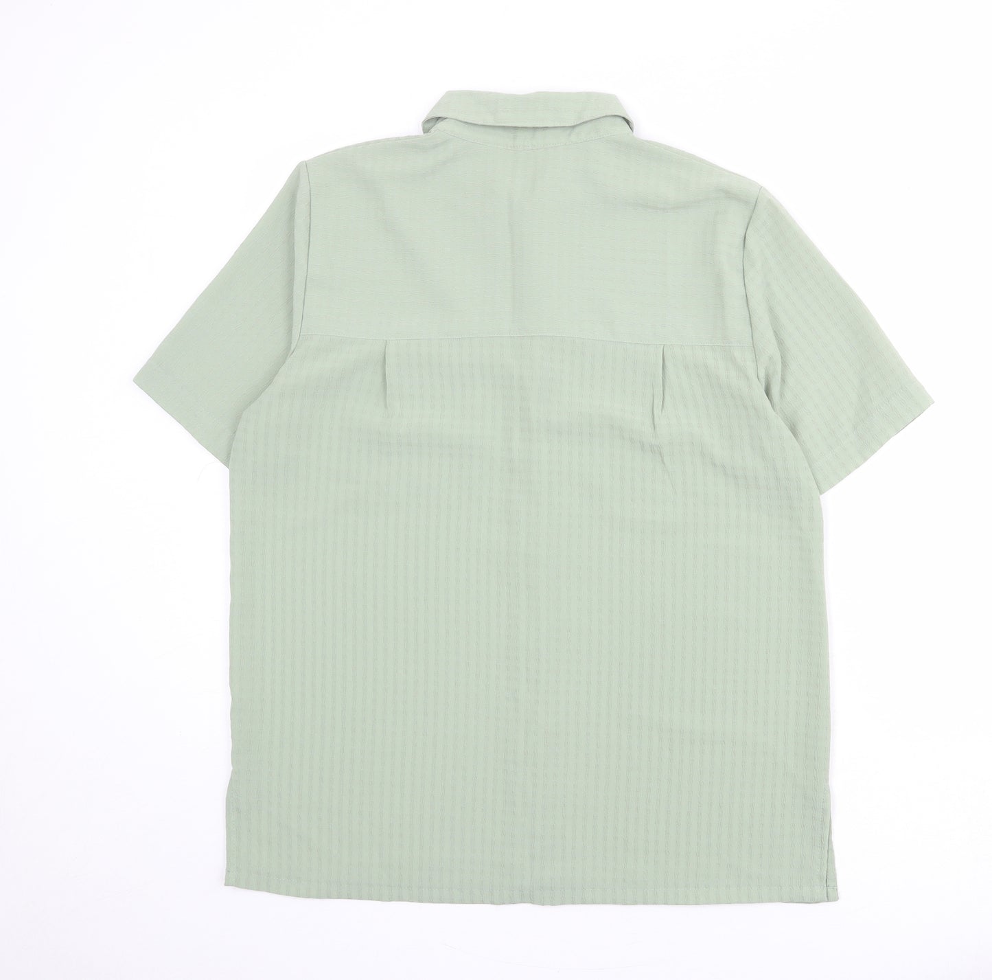 Croft & Barrow Womens Green Check Polyester Basic Button-Up Size M Collared