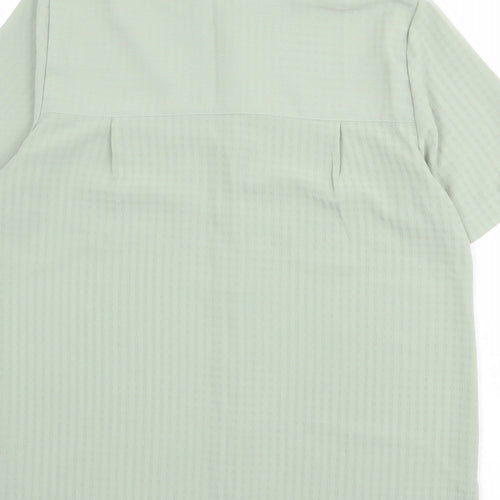 Croft & Barrow Womens Green Check Polyester Basic Button-Up Size M Collared