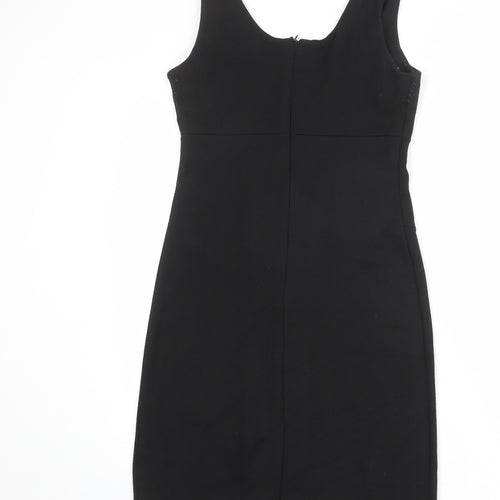 Wallis Womens Black Polyester Tank Dress Size 8 Scoop Neck Zip - Embellished Neckline