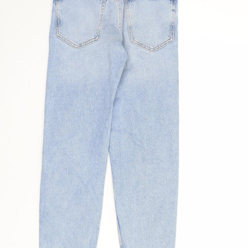 New Look Girls Blue Cotton Straight Jeans Size 11 Years L24 in Regular Zip - Distressed