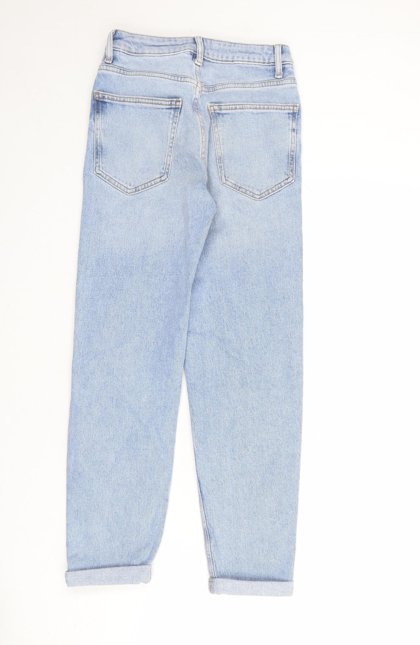 New Look Girls Blue Cotton Straight Jeans Size 11 Years L24 in Regular Zip - Distressed