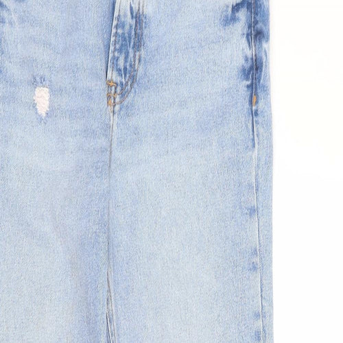 New Look Girls Blue Cotton Straight Jeans Size 11 Years L24 in Regular Zip - Distressed