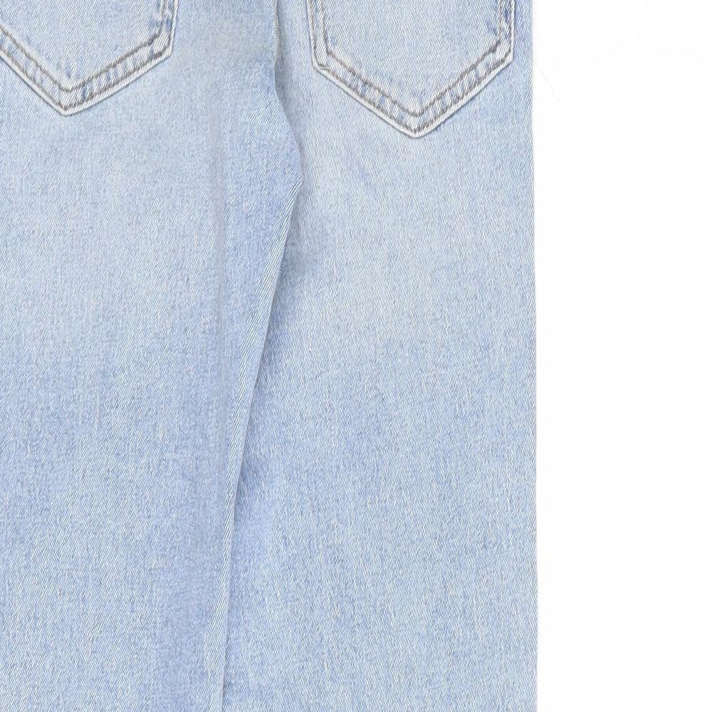 New Look Girls Blue Cotton Straight Jeans Size 11 Years L24 in Regular Zip - Distressed