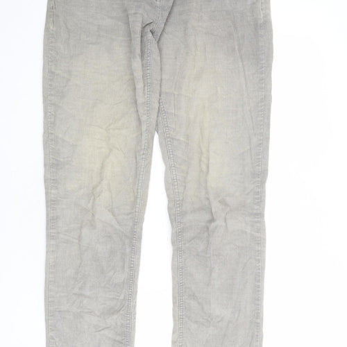 Fat Face Womens Grey Cotton Trousers Size 12 L32 in Regular Zip