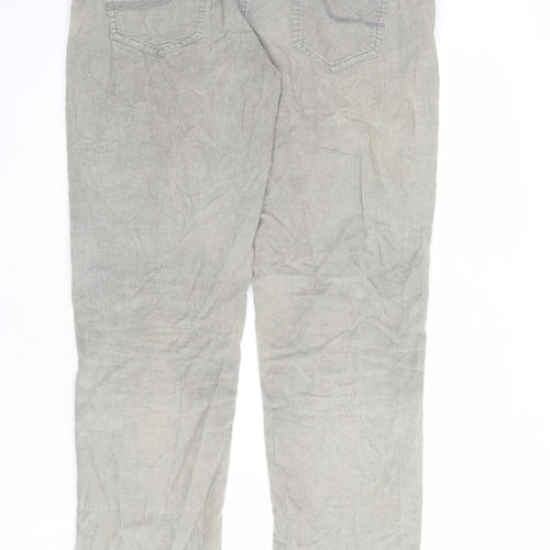 Fat Face Womens Grey Cotton Trousers Size 12 L32 in Regular Zip