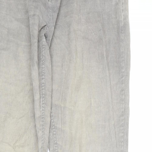 Fat Face Womens Grey Cotton Trousers Size 12 L32 in Regular Zip