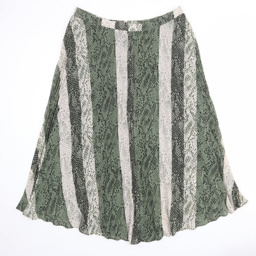 Principles Womens Green Geometric Polyester Swing Skirt Size 14 Zip - Snakeskin pattern