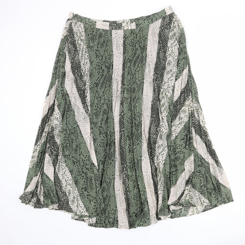 Principles Womens Green Geometric Polyester Swing Skirt Size 14 Zip - Snakeskin pattern