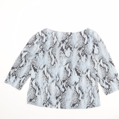 Damsel in a Dress Womens Blue Animal Print Polyester Basic T-Shirt Size 12 Boat Neck - Snake Print