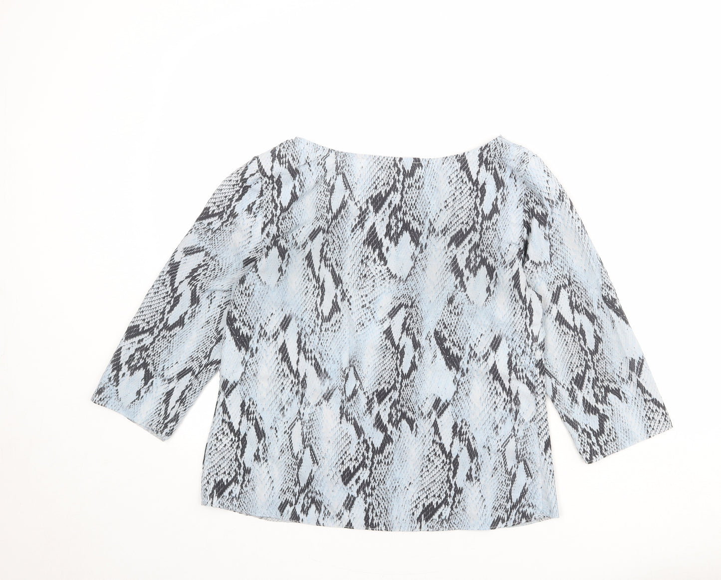 Damsel in a Dress Womens Blue Animal Print Polyester Basic T-Shirt Size 12 Boat Neck - Snake Print