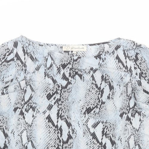 Damsel in a Dress Womens Blue Animal Print Polyester Basic T-Shirt Size 12 Boat Neck - Snake Print