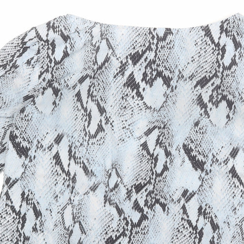 Damsel in a Dress Womens Blue Animal Print Polyester Basic T-Shirt Size 12 Boat Neck - Snake Print