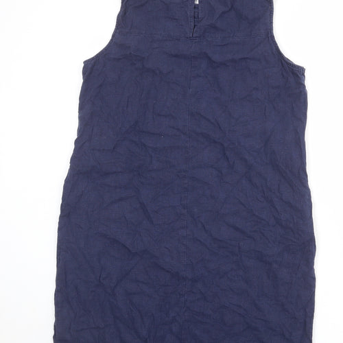 NEXT Womens Blue Linen Shift Size 14 Boat Neck Button