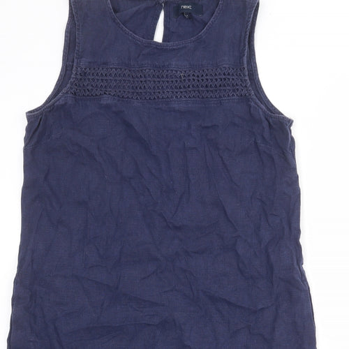 NEXT Womens Blue Linen Shift Size 14 Boat Neck Button