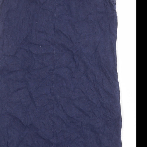 NEXT Womens Blue Linen Shift Size 14 Boat Neck Button