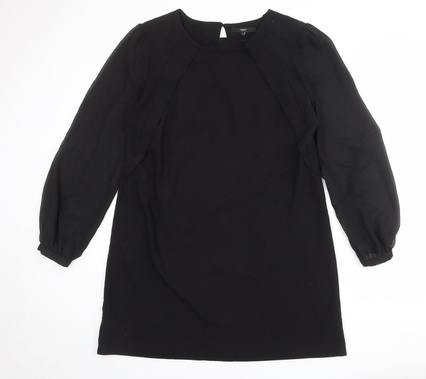 NEXT Womens Black Polyester Shift Size 18 Round Neck Button