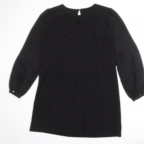 NEXT Womens Black Polyester Shift Size 18 Round Neck Button