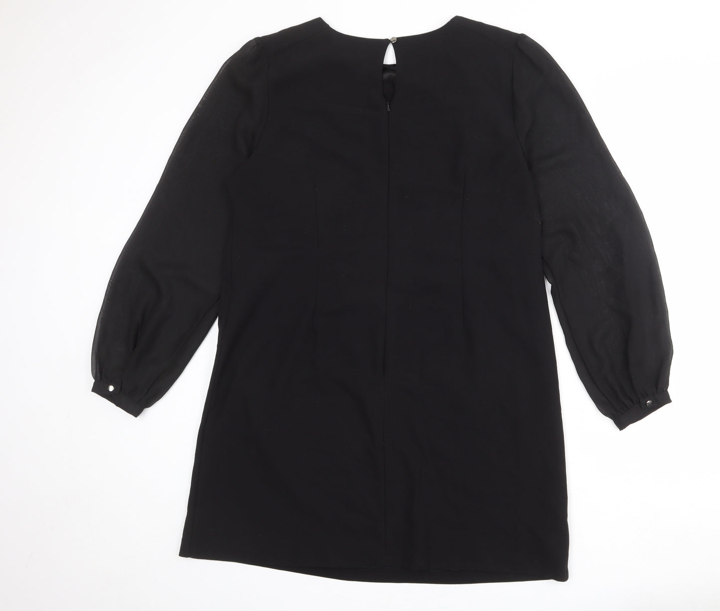 NEXT Womens Black Polyester Shift Size 18 Round Neck Button
