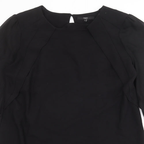 NEXT Womens Black Polyester Shift Size 18 Round Neck Button