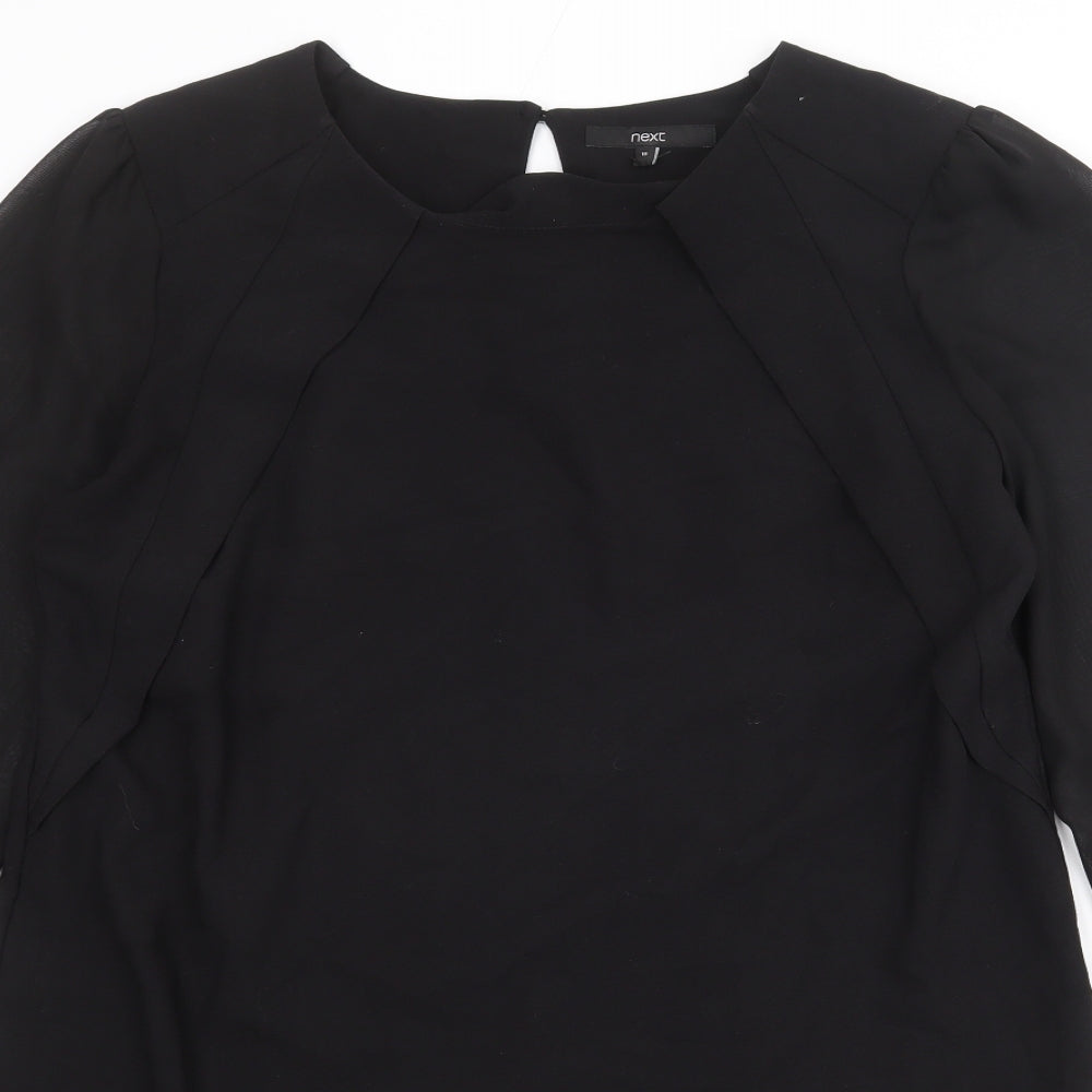NEXT Womens Black Polyester Shift Size 18 Round Neck Button
