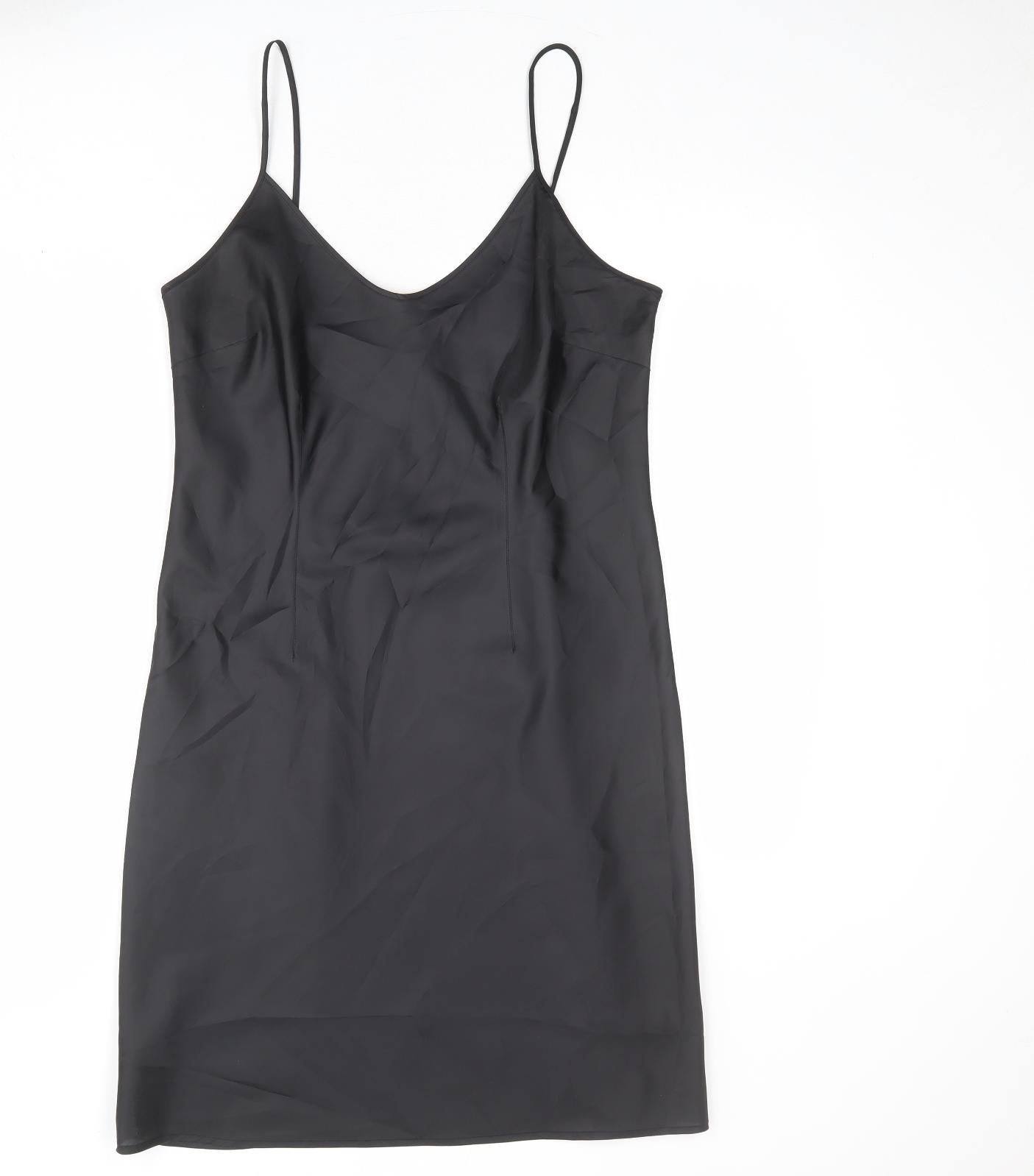Autograph Womens Black Polyester Slip Dress Size 14 Scoop Neck Pullover