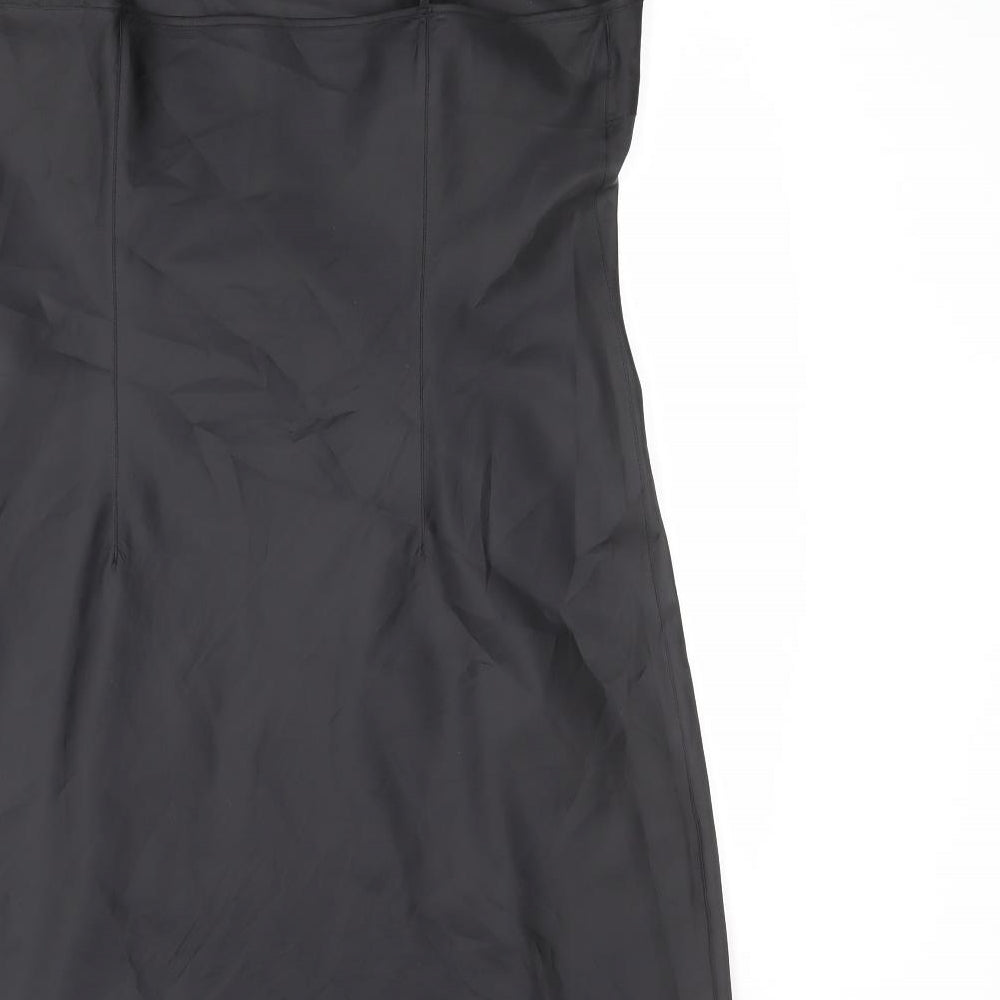 Autograph Womens Black Polyester Slip Dress Size 14 Scoop Neck Pullover