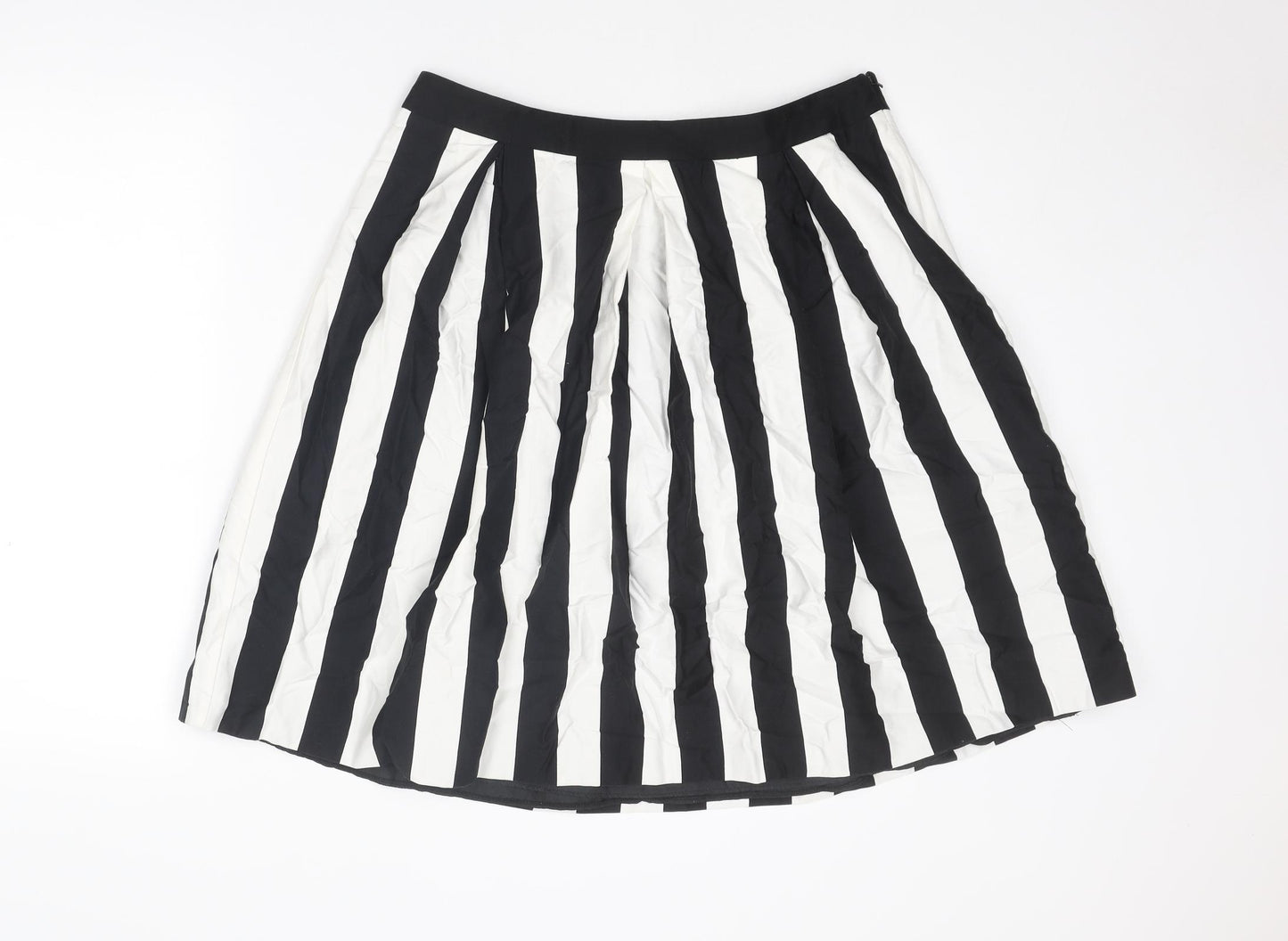 Principles Womens Black Striped Cotton A-Line Skirt Size 14 Zip