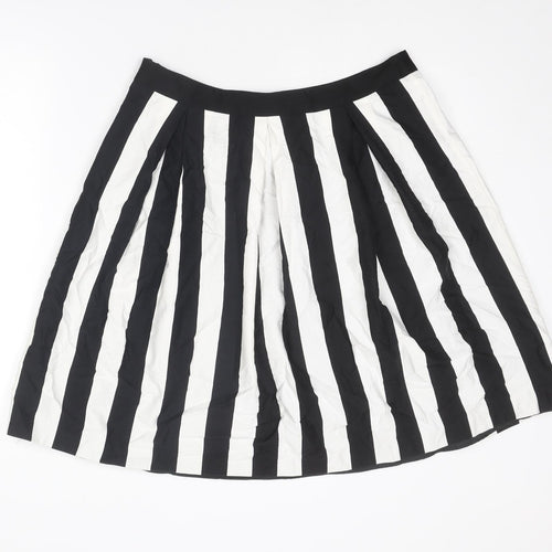 Principles Womens Black Striped Cotton A-Line Skirt Size 14 Zip