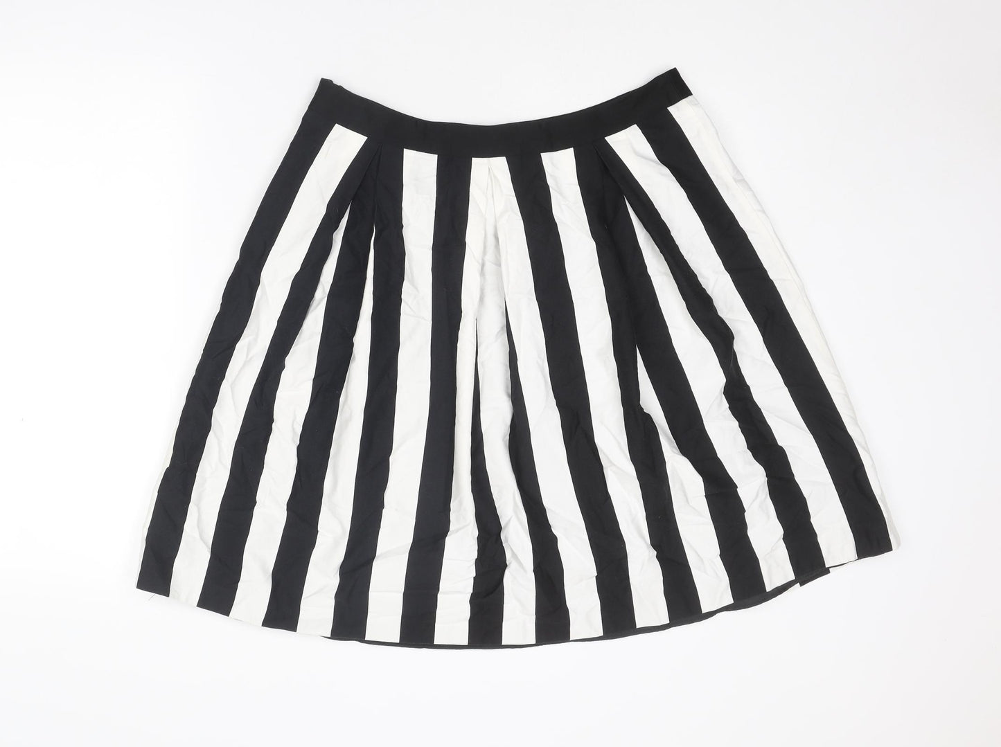 Principles Womens Black Striped Cotton A-Line Skirt Size 14 Zip
