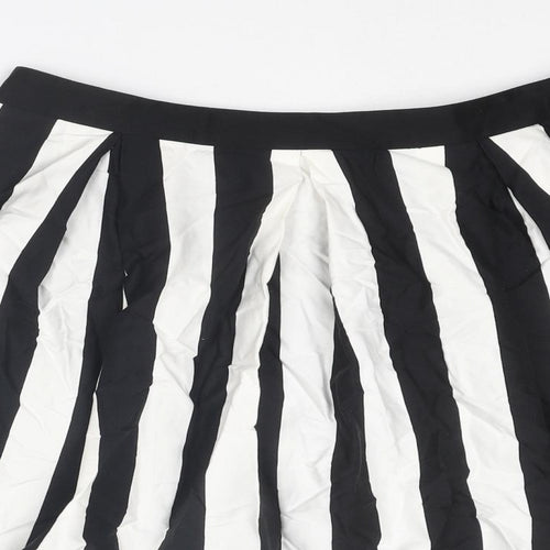 Principles Womens Black Striped Cotton A-Line Skirt Size 14 Zip