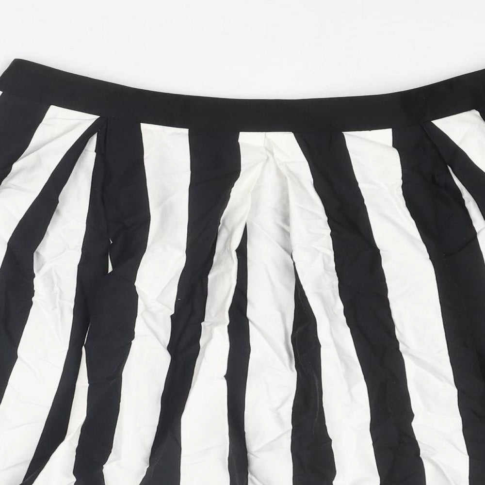 Principles Womens Black Striped Cotton A-Line Skirt Size 14 Zip