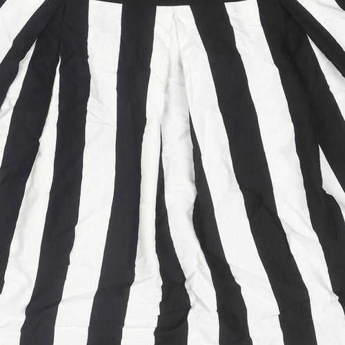 Principles Womens Black Striped Cotton A-Line Skirt Size 14 Zip