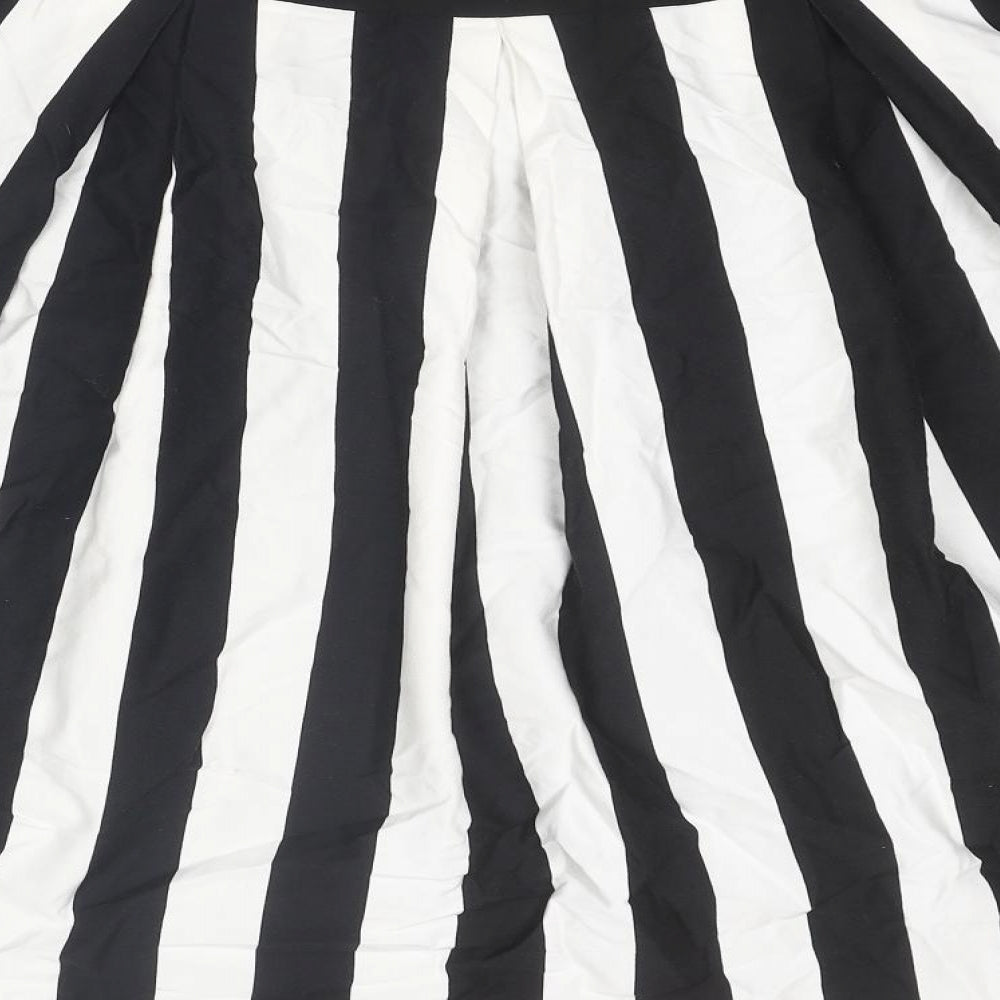 Principles Womens Black Striped Cotton A-Line Skirt Size 14 Zip