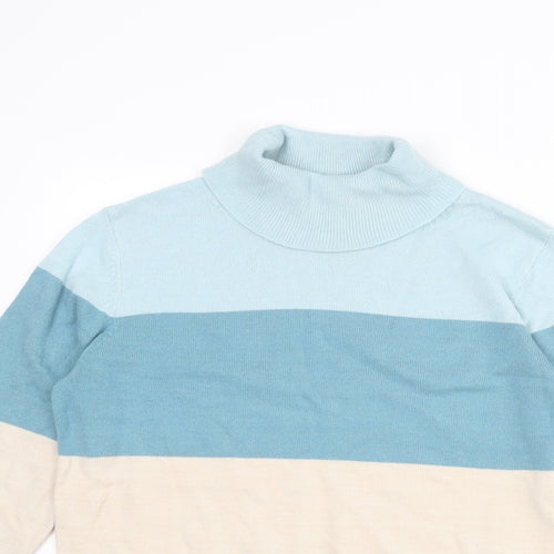 Marks and Spencer Womens Multicoloured High Neck Striped Acrylic Pullover Jumper Size 10 Pullover