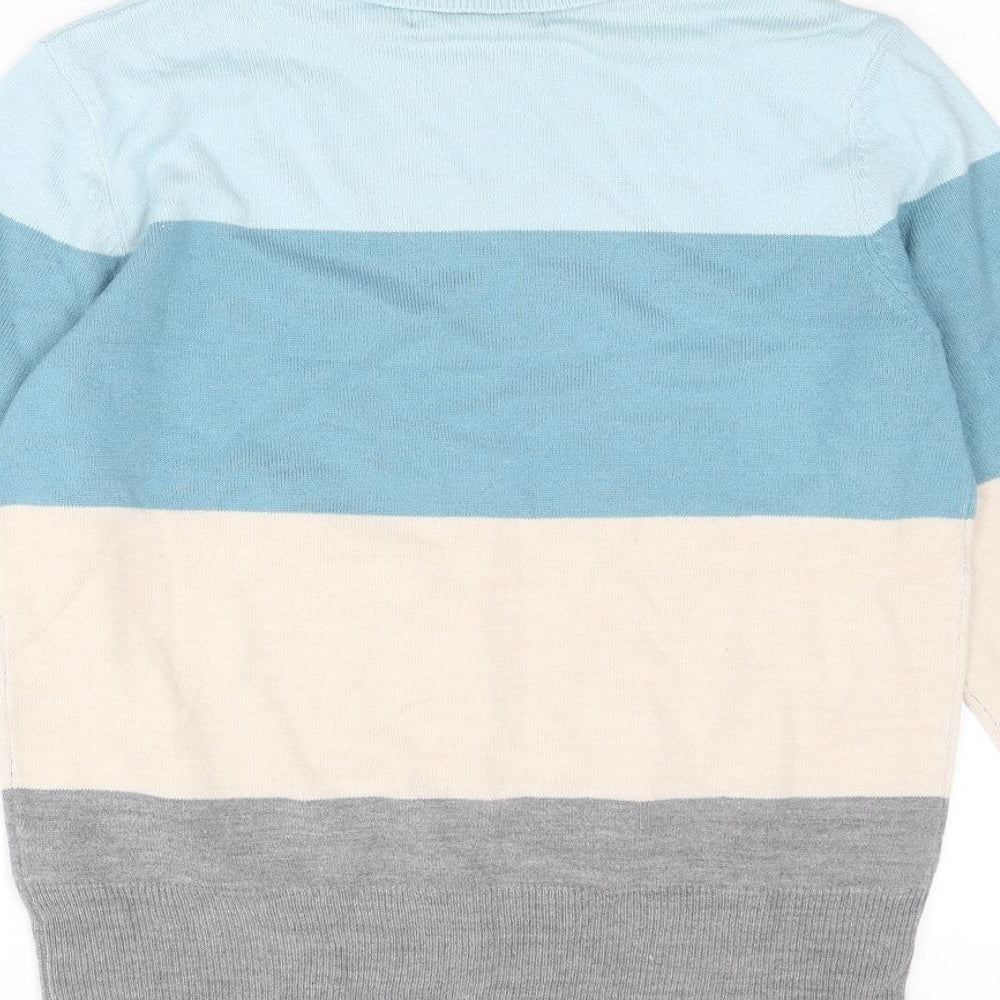 Marks and Spencer Womens Multicoloured High Neck Striped Acrylic Pullover Jumper Size 10 Pullover