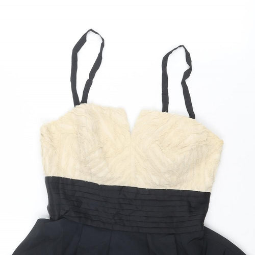BCBGMAXAZRIA Womens Black Polyester A-Line Size 12 Square Neck Zip