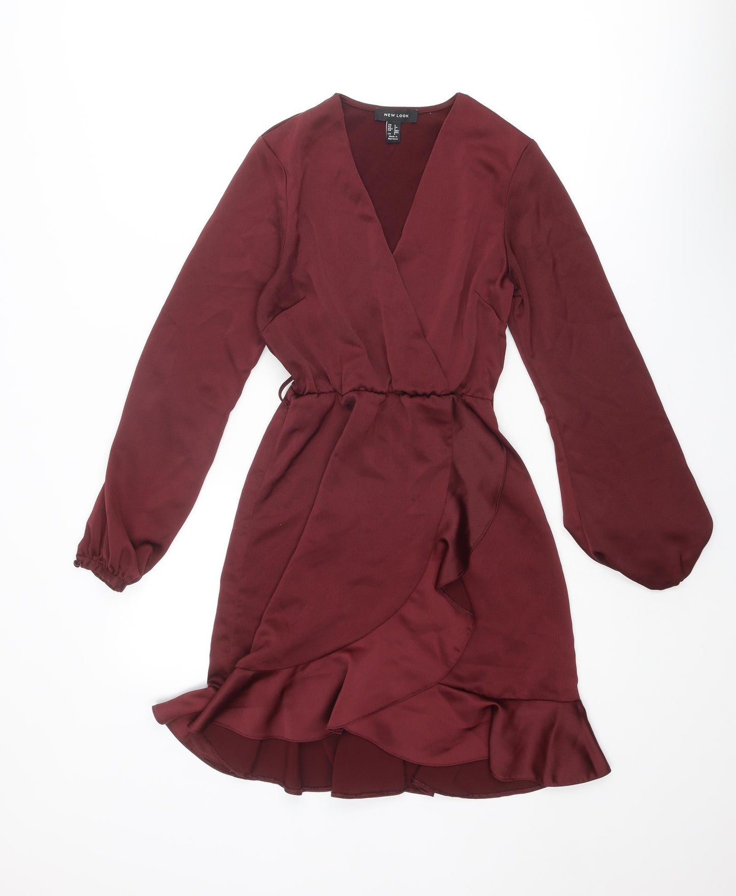 New Look Womens Red Polyester A-Line Size 6 V-Neck Pullover