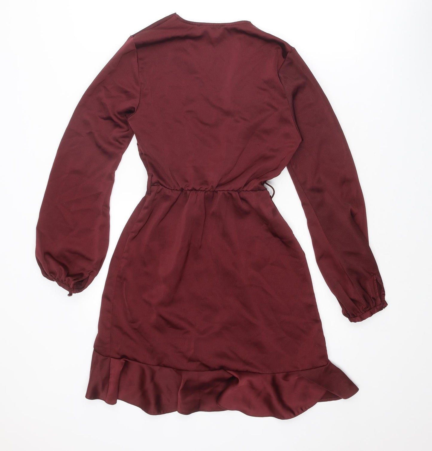 New Look Womens Red Polyester A-Line Size 6 V-Neck Pullover