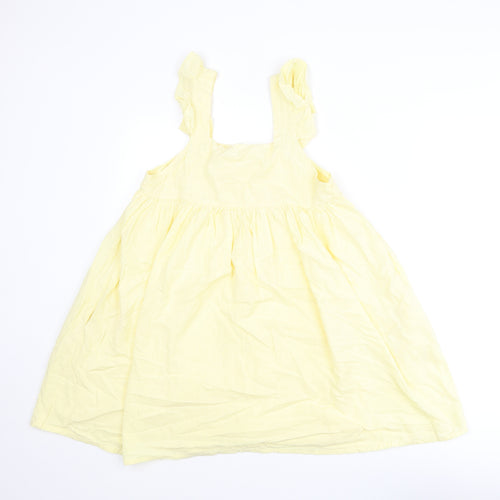 In the Style Womens Yellow Cotton A-Line Size 8 Square Neck Pullover