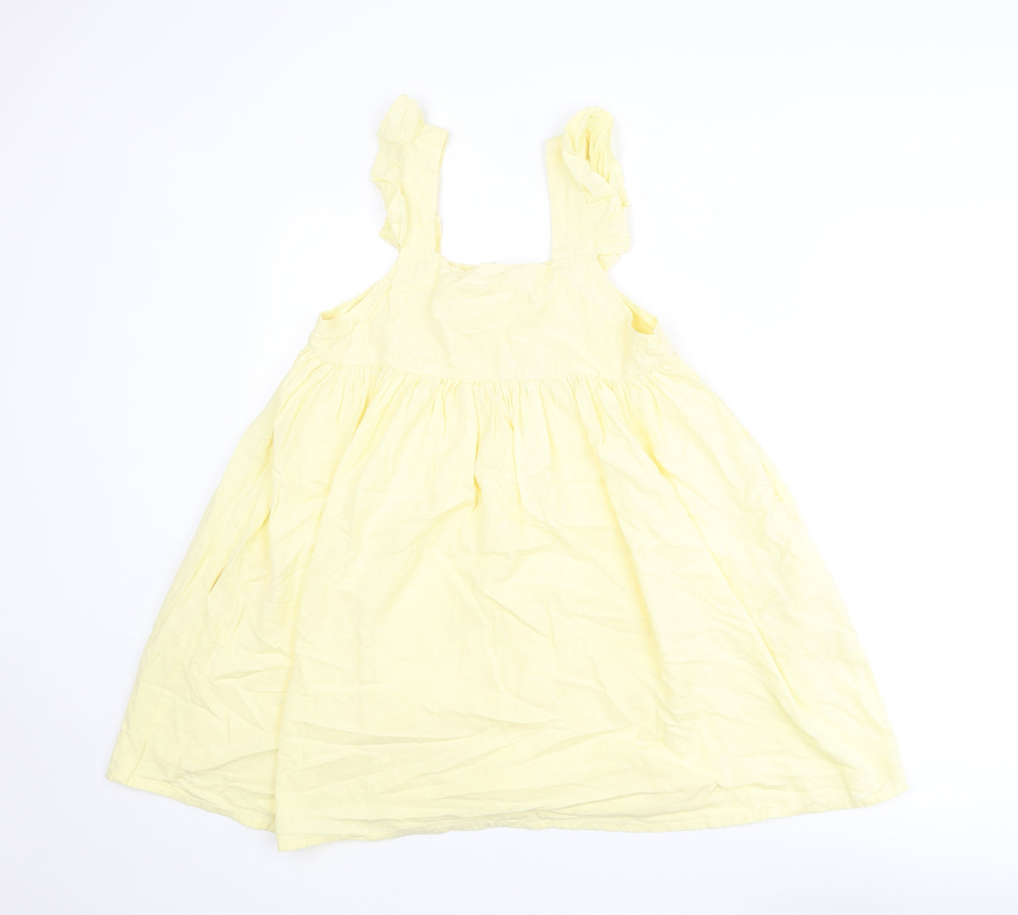 In the Style Womens Yellow Cotton A-Line Size 8 Square Neck Pullover