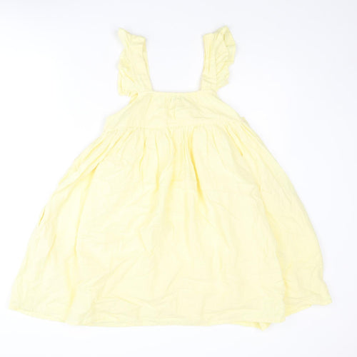 In the Style Womens Yellow Cotton A-Line Size 8 Square Neck Pullover