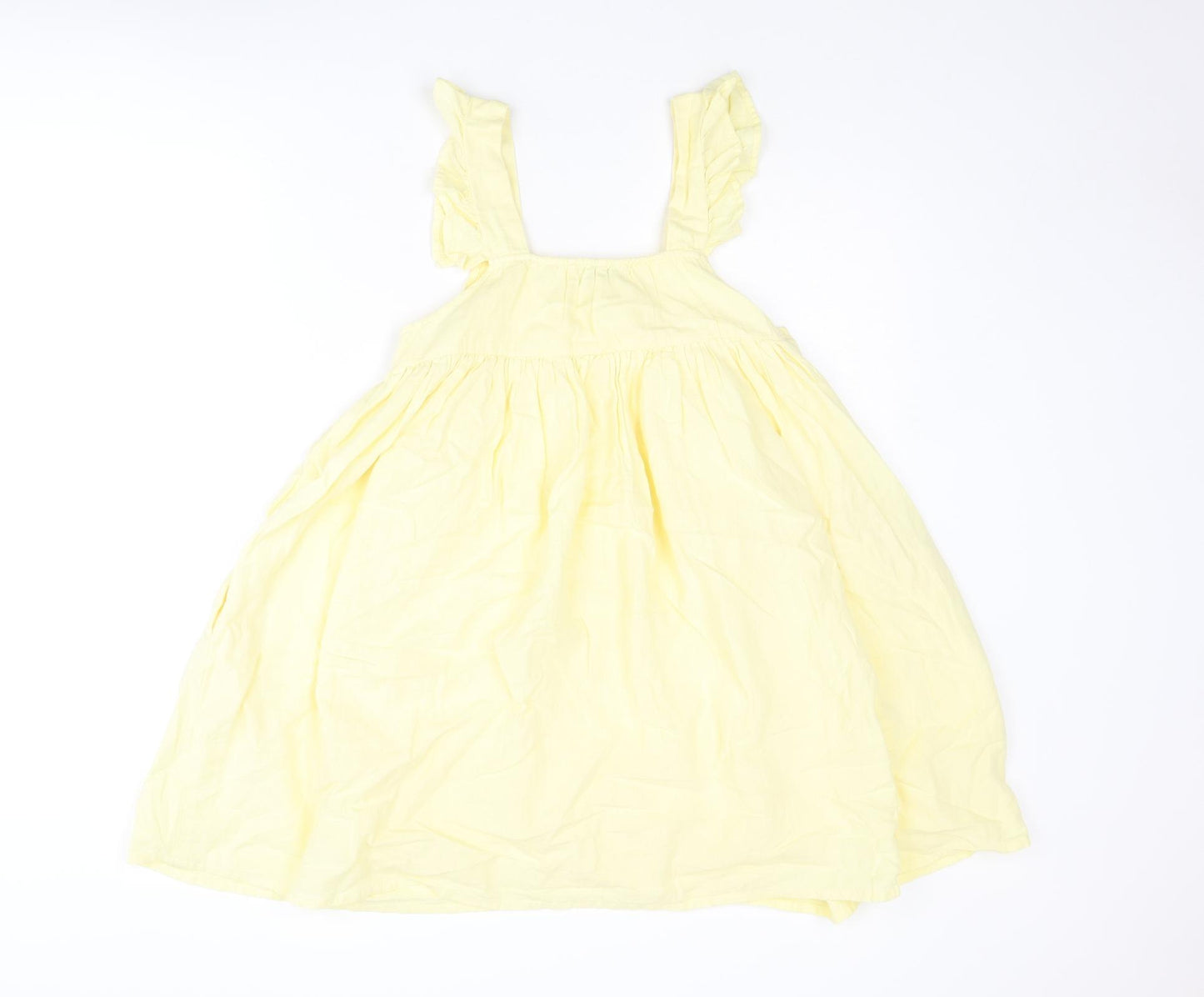 In the Style Womens Yellow Cotton A-Line Size 8 Square Neck Pullover