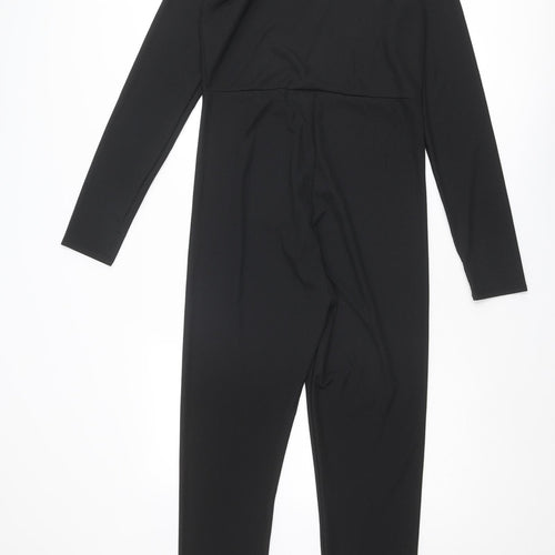 PRETTYLITTLETHING Womens Black Polyester Jumpsuit One-Piece Size 16 L29 in Button