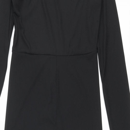 PRETTYLITTLETHING Womens Black Polyester Jumpsuit One-Piece Size 16 L29 in Button