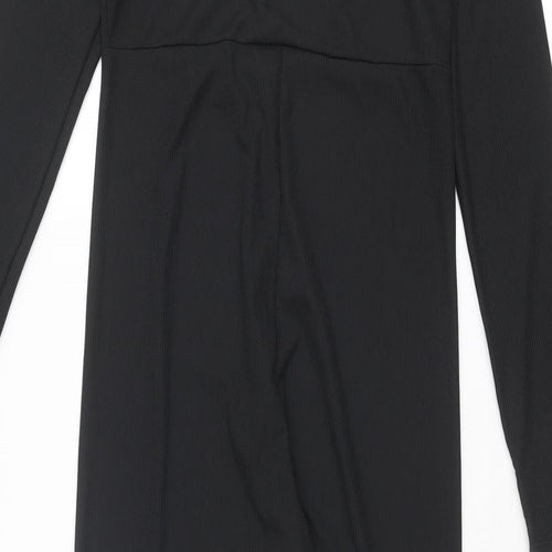 PRETTYLITTLETHING Womens Black Polyester Jumpsuit One-Piece Size 16 L29 in Button