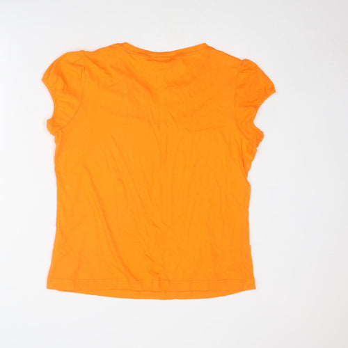 NEXT Womens Orange Cotton Basic T-Shirt Size 20 V-Neck
